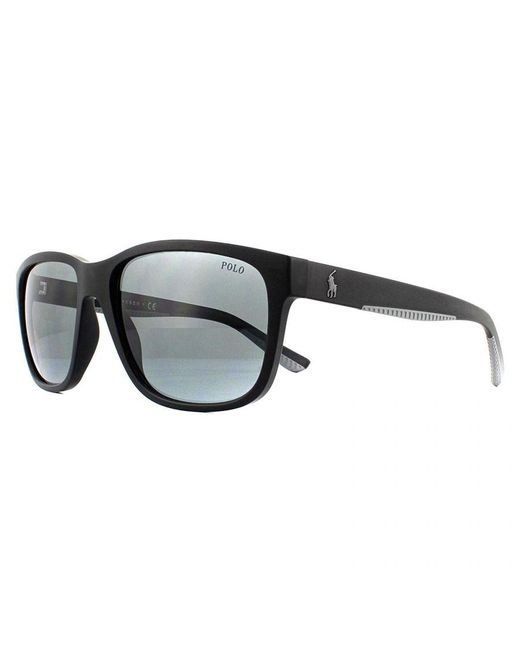 Polo Ralph Lauren Black Rectangle Matte Sunglasses for men