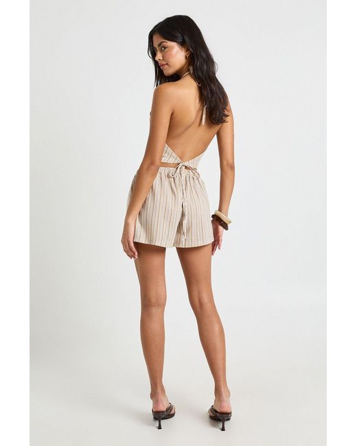 Boohoo White Drawstring Waist Linen Look Short