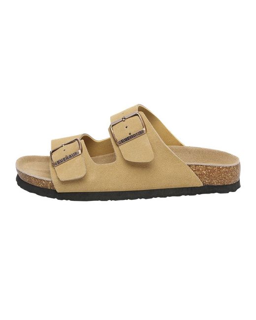 EVER AU Natural Mallard Leather Twin Buckle Sandals