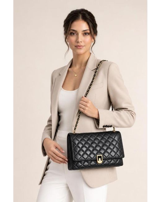 SVNX Natural Luxury Quilted Shoulder Handbag With Chain Strap