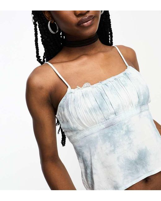 Collusion Black Tie Dye Lace Trim Cami