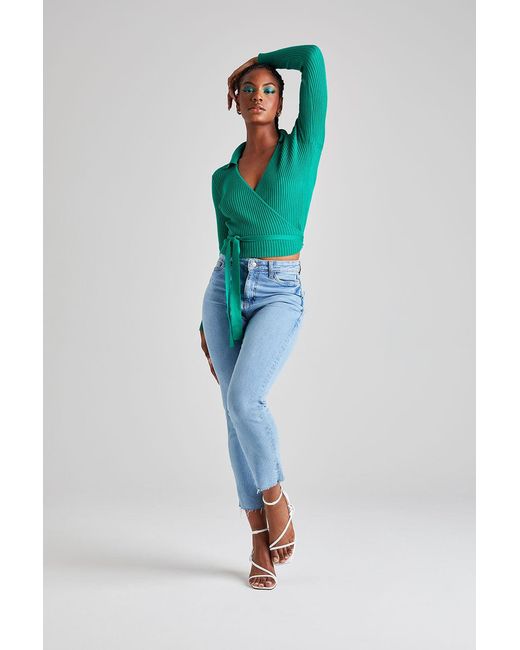 Urban Bliss Blue Collar Wrap Ballerina Cardigan