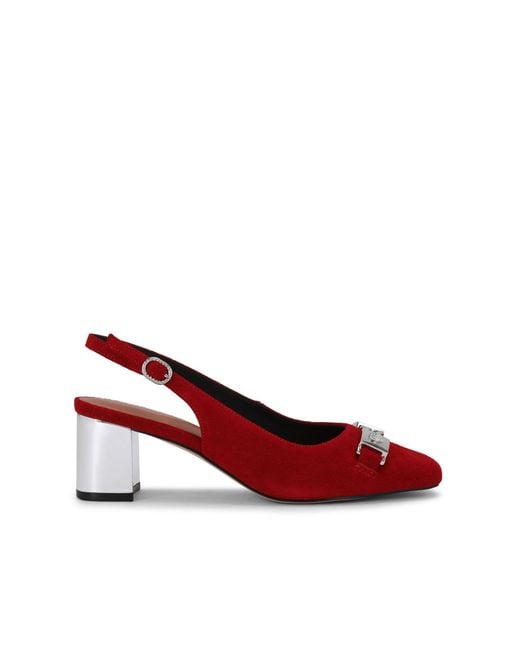 Kurt Geiger Red Suede Kingsley Block Heel Heels