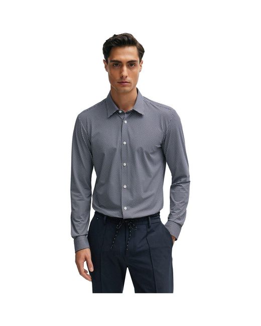 Boss Blue Roan Kent Slim Fit Long Sleeve Shirt for men