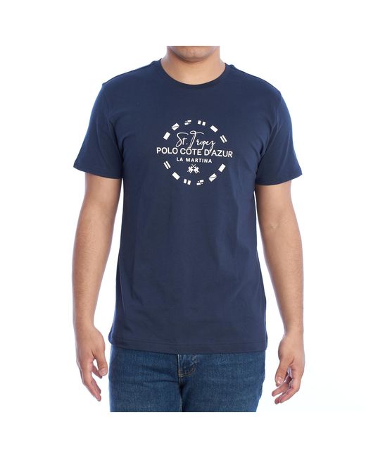 La Martina Blue Ymr321-Js206 Regular Fit Short Sleeve T-Shirt for men
