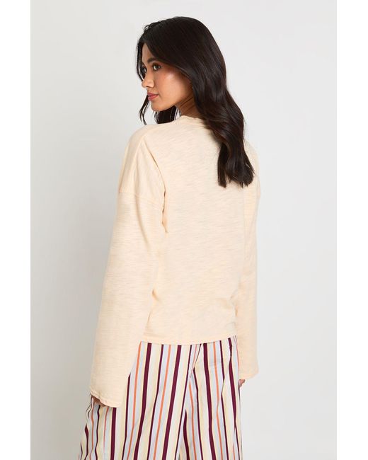 Boohoo Natural Sheer Slub Oversized Boxy T-Shirt