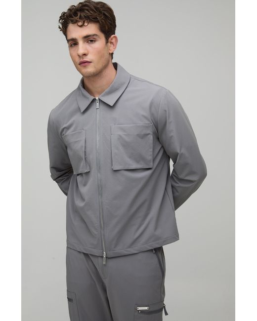 BoohooMAN Gray Regular Technical Overshirt for men