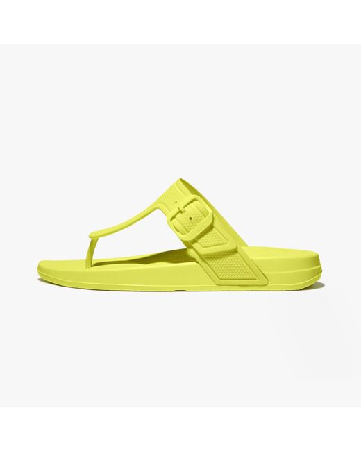 Fitflop Yellow Iqushion Adjustable Ladies Buckle Flip-Flops Electric