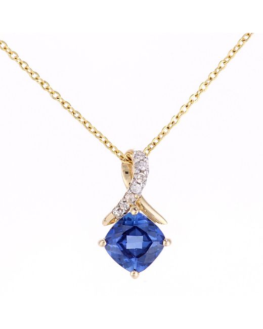 DIAMANT L'ÉTERNEL Blue 9Ct 0.81Ct Created Tanzanite And 0.02Ct Diamond Pendant