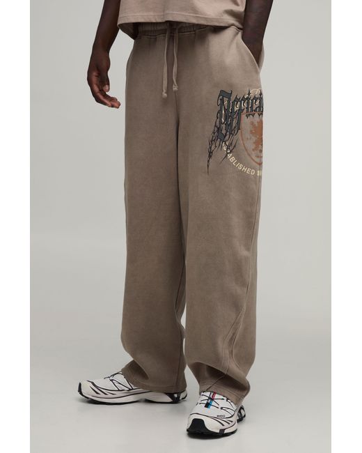 BoohooMAN Brown Balloon Fit Washed Gothic Seam Detail Jogger for men