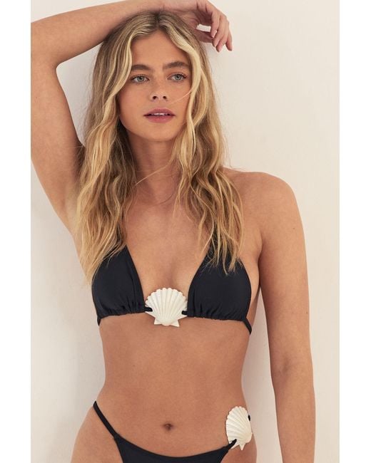 Nasty Gal Natural Shell Trim Triangle Bikini Set