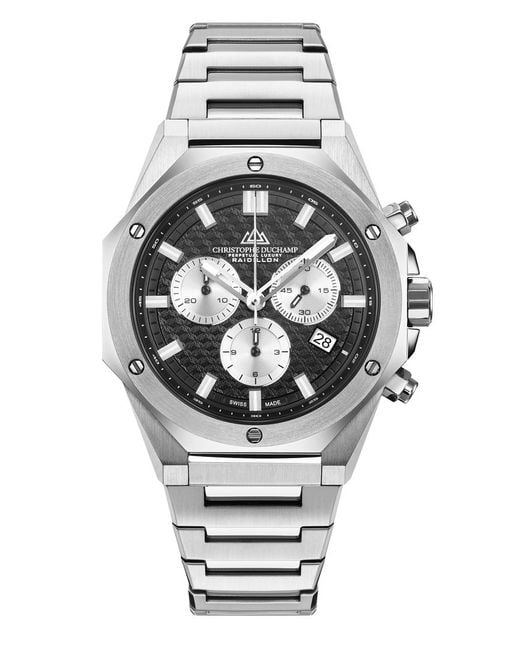 Christophe Duchamp Gray Logo-Textures Dial With Bracelet And Case for men