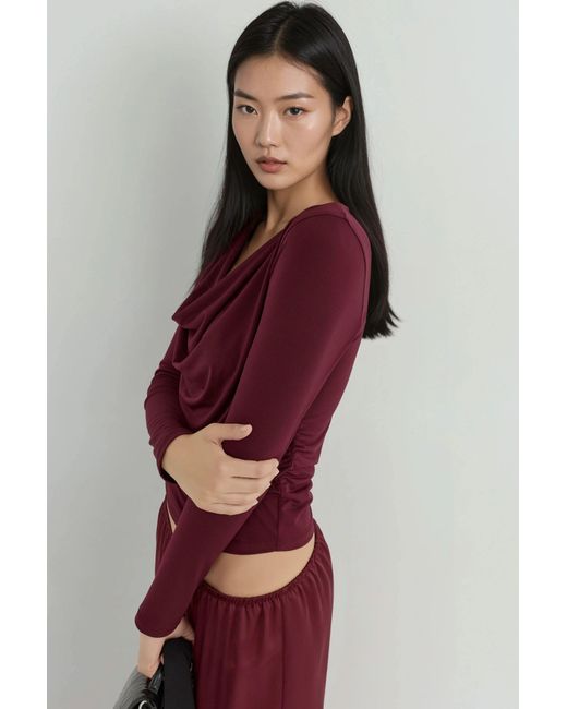 Hiccup Red Cowl Neck Knitted Top