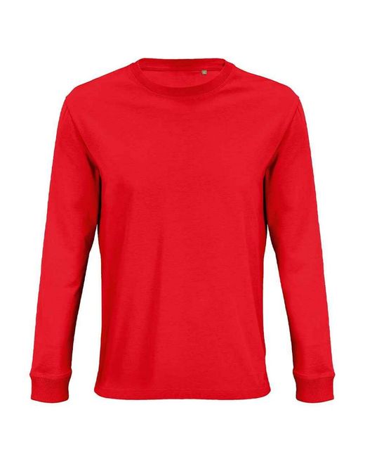 Sol's Red Adult Pioneer Organic Cotton Long-Sleeved T-Shirt (Bright)