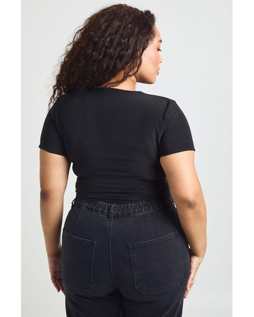 Boohoo Black Plus Double Layer Slinky Fitted Bodysuit