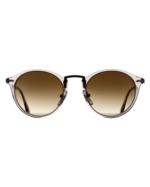 Persol Brown Round Transparent Clear Gradient Po3166S Metal