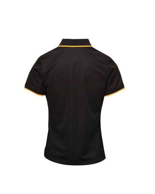 PREMIER Black Ladies Coolchecker Contrast Pique Polo Shirt /Sunflower)