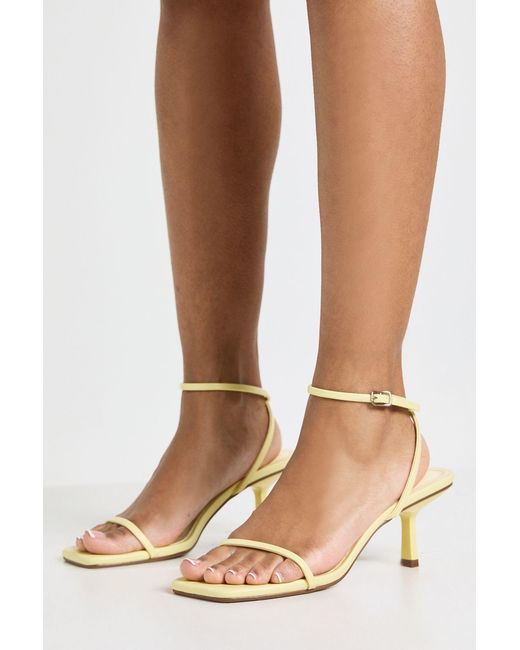 Boohoo Brown Square Toe 2 Part Mid High Heels