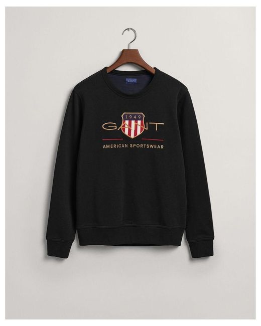 Gant Archive Shield Crewneck Sweatshirt In Zwart in het Black voor heren