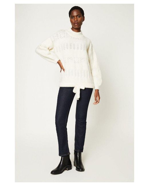 Wallis White Premium Wool Mix Lace And Pointelle Jumper