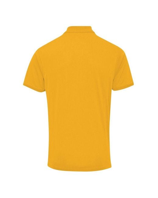 PREMIER Yellow Coolchecker Pique Short Sleeve Polo T-Shirt (Sunflower) for men