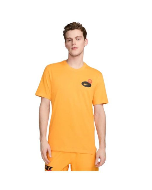 Nike Orange Dri-Fit Fitness Running Top Cotton for men