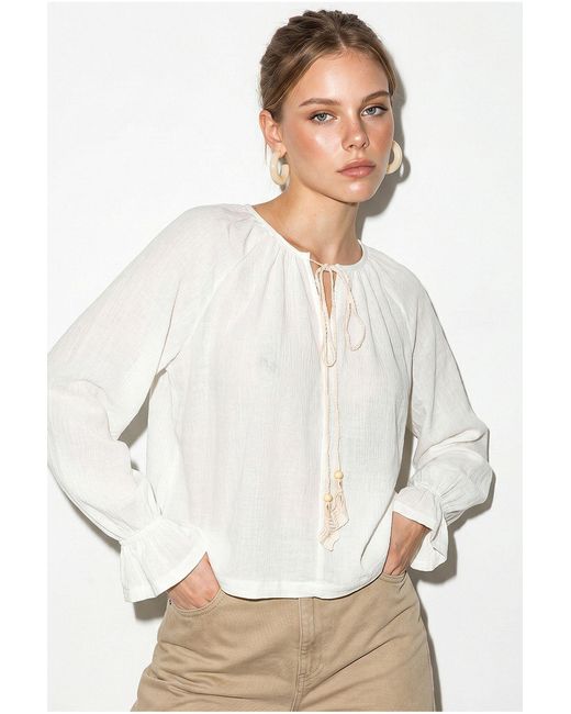Bianco Lucci White Elastane Blouse