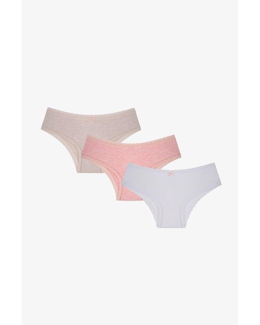 Penti Pink 3-Pack Cotton Hipster Briefs With Lace
