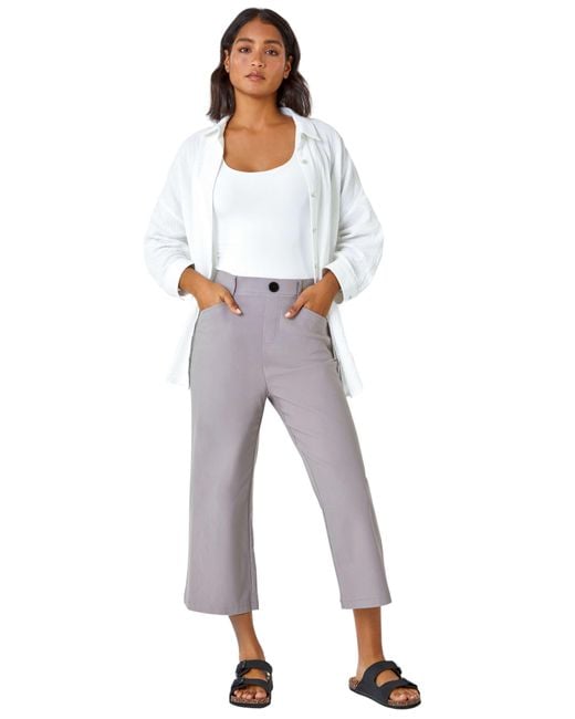 Roman Gray Cropped Stretch Culotte