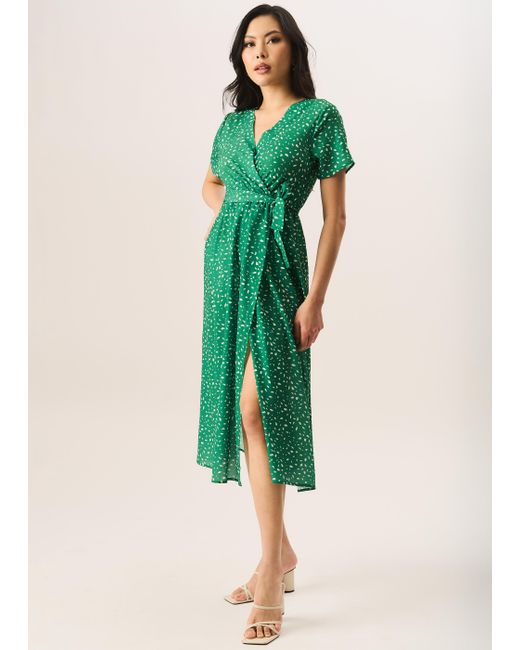Gini London Green Animal Print Wrap Midi Dress