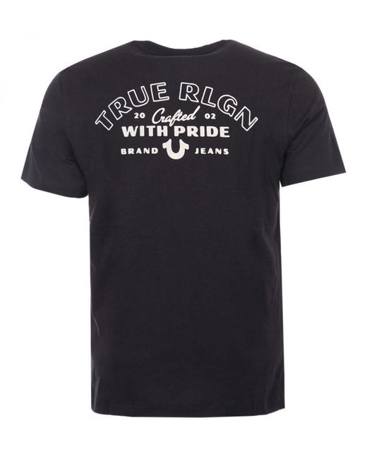 True Religion T-shirt Met Ronde Hals En Gebogen Logo Voor , Zwart in het Black voor heren