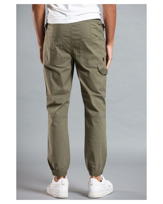 Tokyo Laundry Green Cotton Cargo Trousers for men