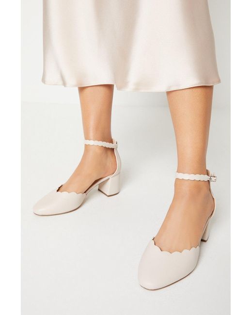 Wallis Natural Wide Fit Darling Scallop Detail Two Part Court Shoes