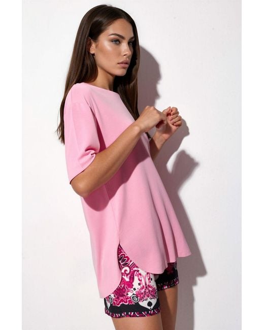 Busem Pink Loose Fit Crew Neck T-Shirt