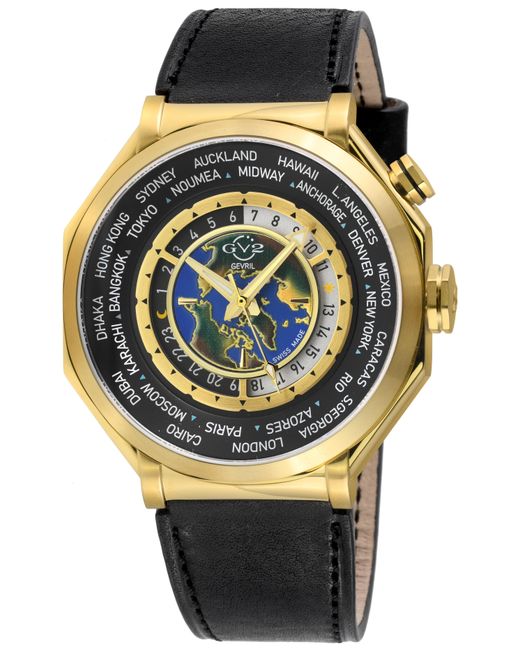 Gv2 Gray Marchese Swiss Quartz Ipyg Case, Genuine Italian Leather Watch for men