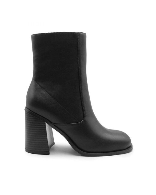 Where's That From Black 'Keisha' Block Heel Mid Calf Boots With Side Zip