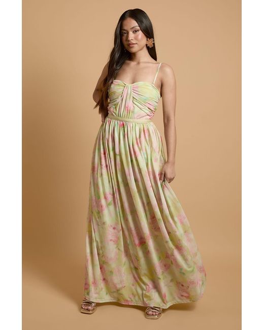 Oasis Natural Petite Wildflower Mesh Bandeau Maxi Dress
