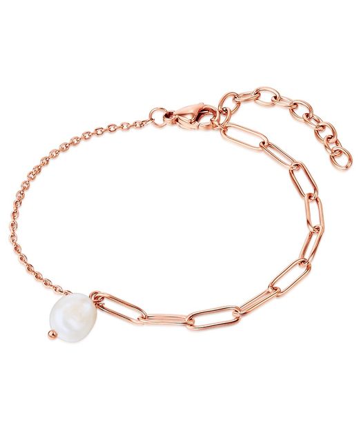 Valero Pearls Metallic Bracelet Stainless Steel Freshwater Cultured Pearl