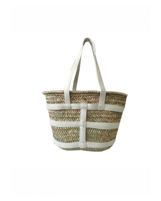 Where's That From Gray 'Ocean' Ratan Beach Bag With Pu Strap Detailing