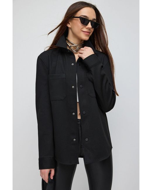 No Matter What Black Schwarze Taschen Oversized Slim Hemdjacke