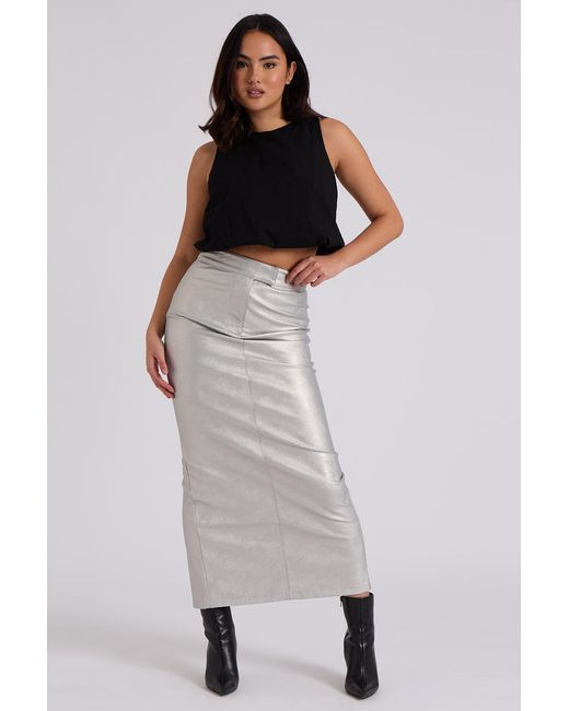 Urban Bliss Metallic Pu Split Back Maxi Skirt