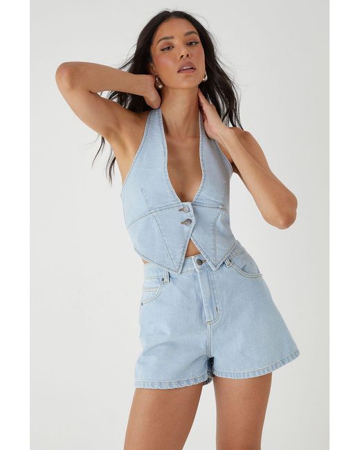 MissPap Blue High Waist Denim Short