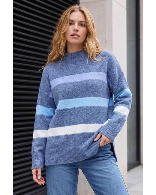 Roman Blue Soft Stripe Knit Jumper
