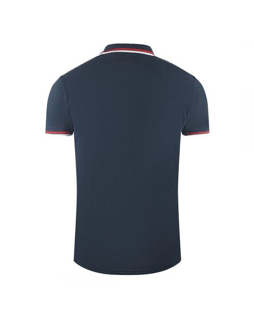 Aquascutum Twin Tipped Collar Brand Logo Navy Blue Polo Shirt voor heren