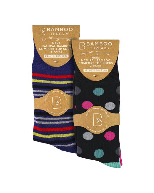 Sock Snob Blue 6 Pack Bamboo Non Elastic Socks Soft Breathable Everyday Comfort for men