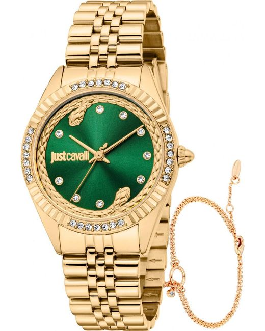 Just Cavalli Metallic Jc1L361M0065 Ladies Vittoria Glam Watch And Bracelet Gift Set