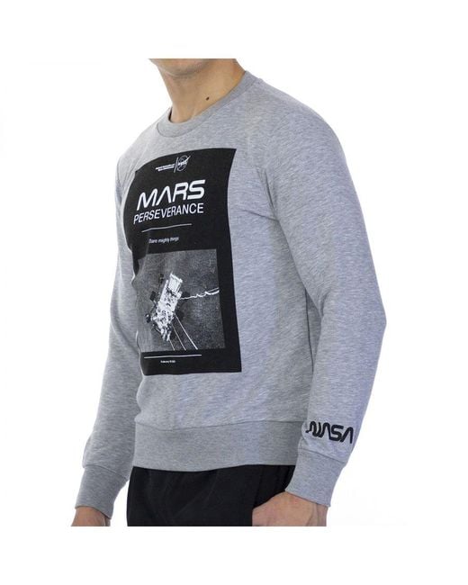NASA Gray Basic Long Sleeve And Round Collar Mars03S Sweatshirt for men
