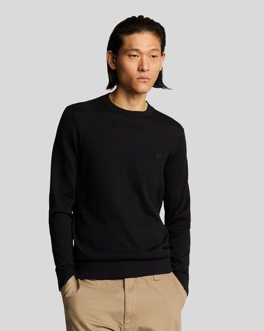 Lyle & Scott Black Superfine Cotton Crew Neck Jumper