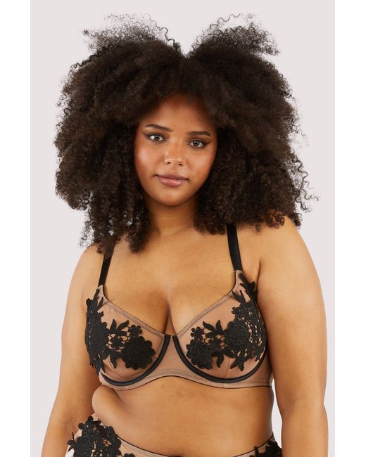 Playful Promises Black Curve Exclusive Alaina Illusion Mesh And Applique Bra