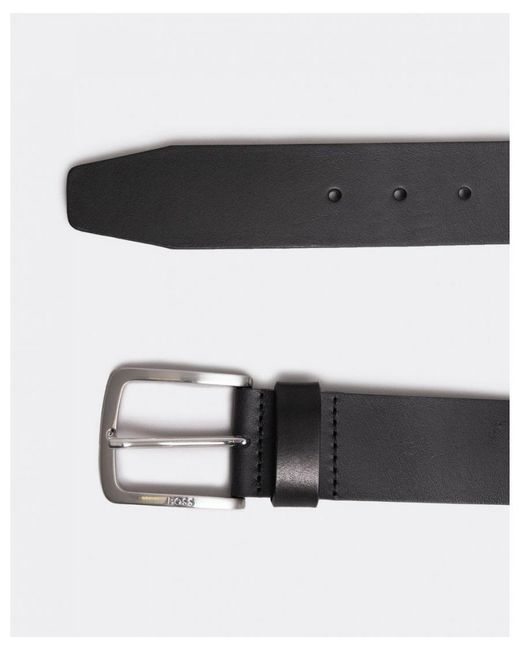 Boss Black Jor-V Italian-Leather Belt With Logo-Engraved Buckle